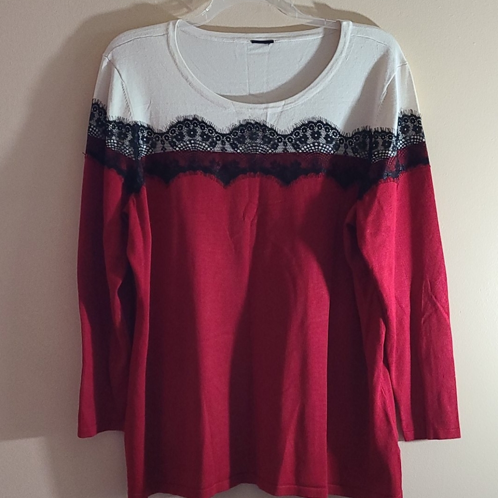 Red and white sweater